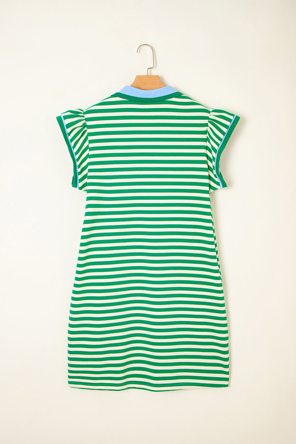 Stripe Contrast Flutter Sleeve Mini Dress