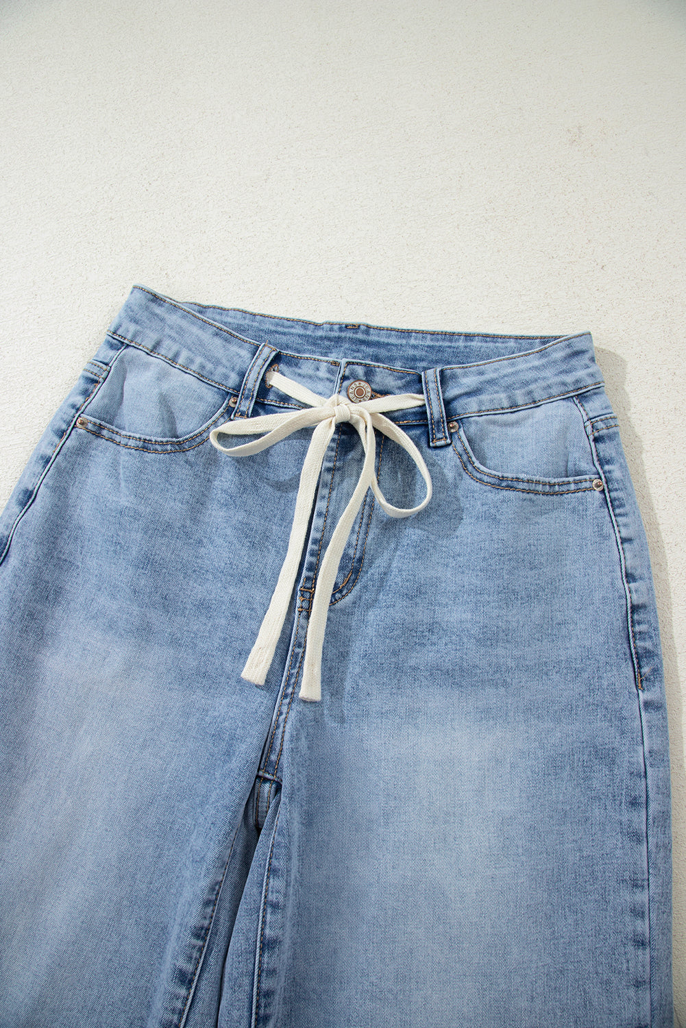 High Rise Drawstring Jeans