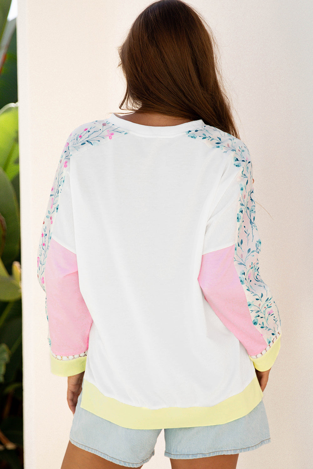 Floral Colorblock Long Sleeve Top