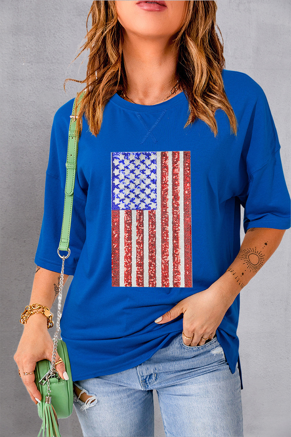 US Flag Half Sleeve T-Shirt