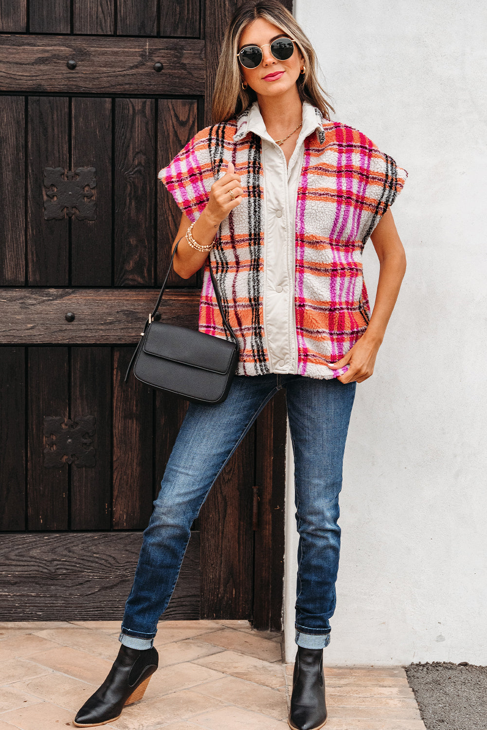 Sherpa Plaid Jacket Vest