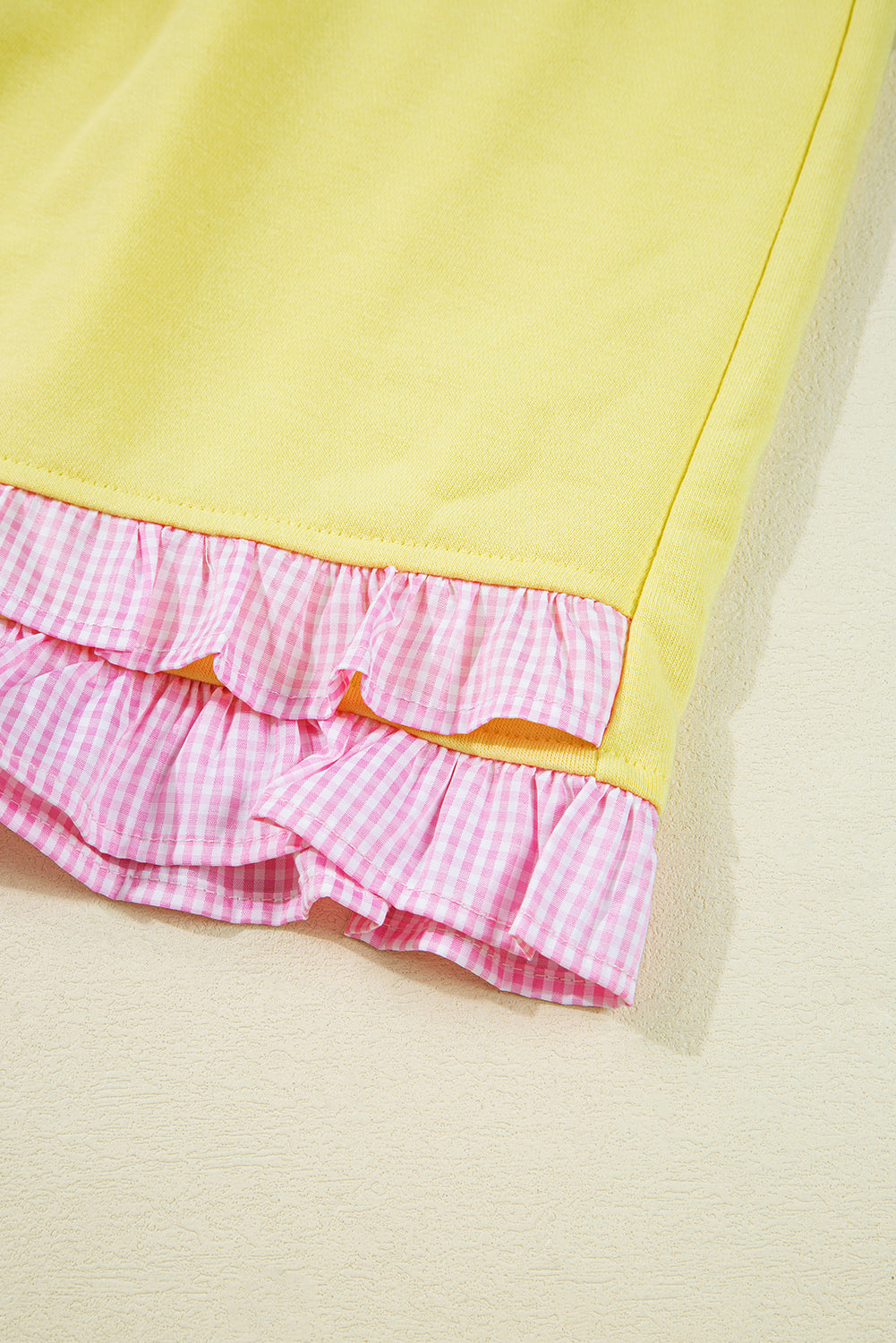 Plaid Ruffle Patchwork Top and Shorts Plus Size Set