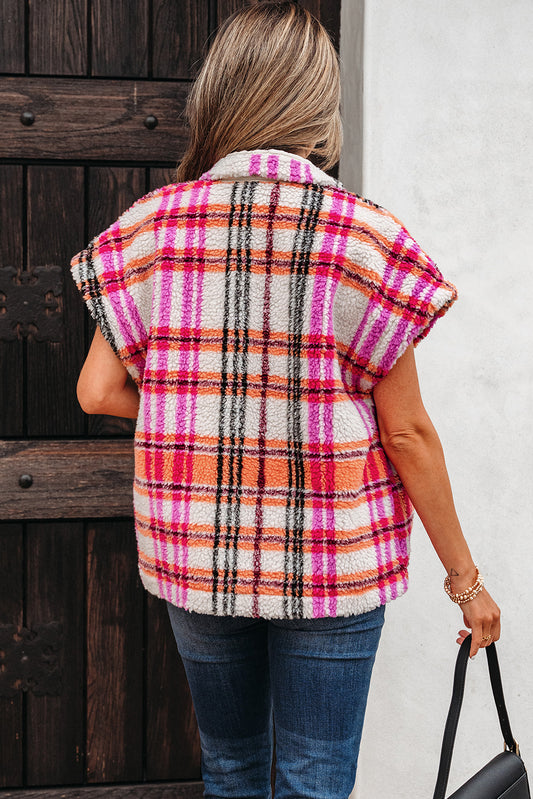 Sherpa Plaid Jacket Vest