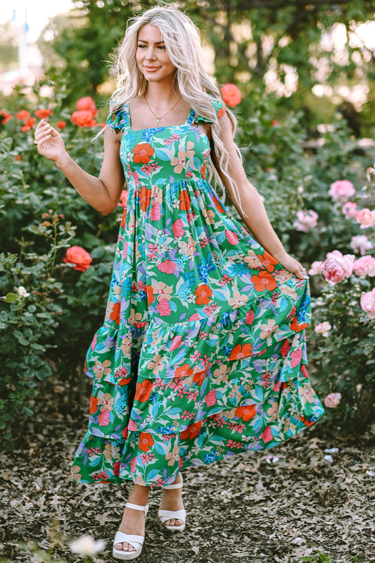 Floral Print Ruffle Tiered Maxi Dress