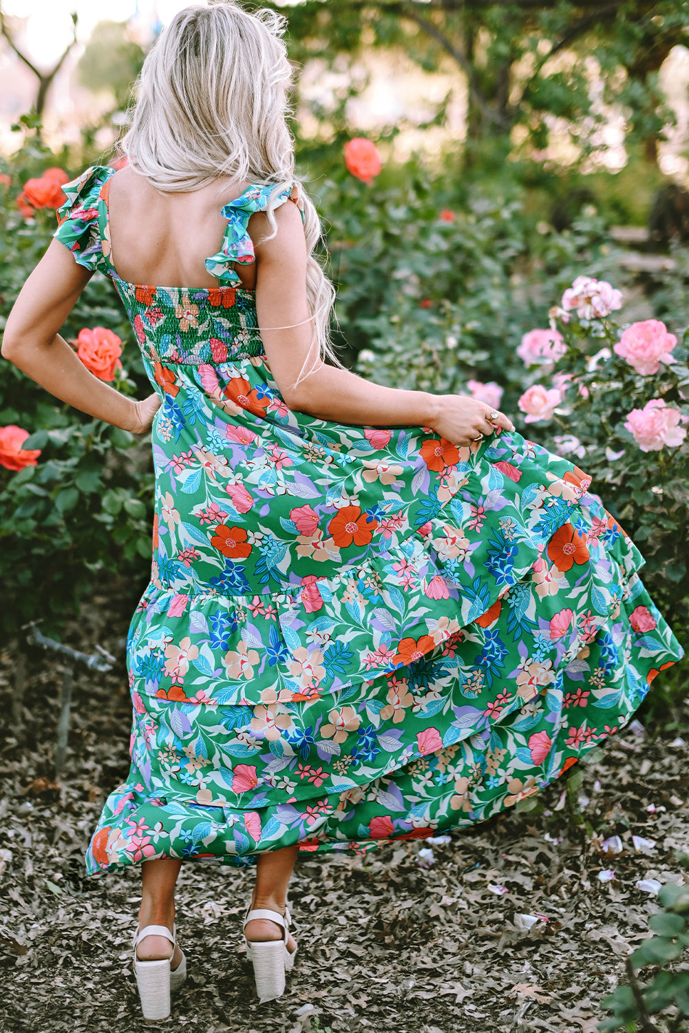 Floral Print Ruffle Tiered Maxi Dress