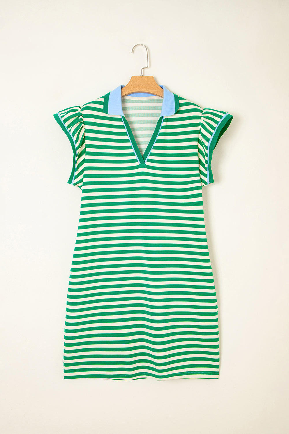 Stripe Contrast Flutter Sleeve Mini Dress