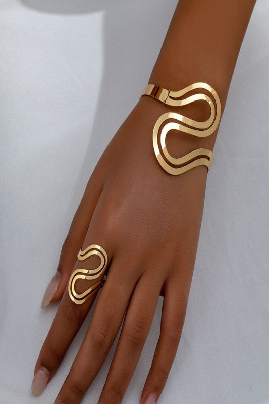 Twisted Coiled Bracelet Ring Set