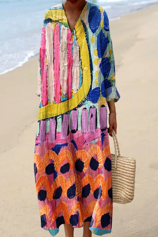 Shirt Print Midi Dress