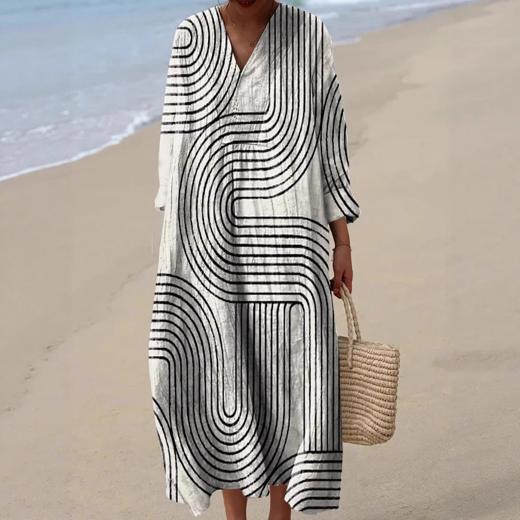 Shirt Print Midi Dress