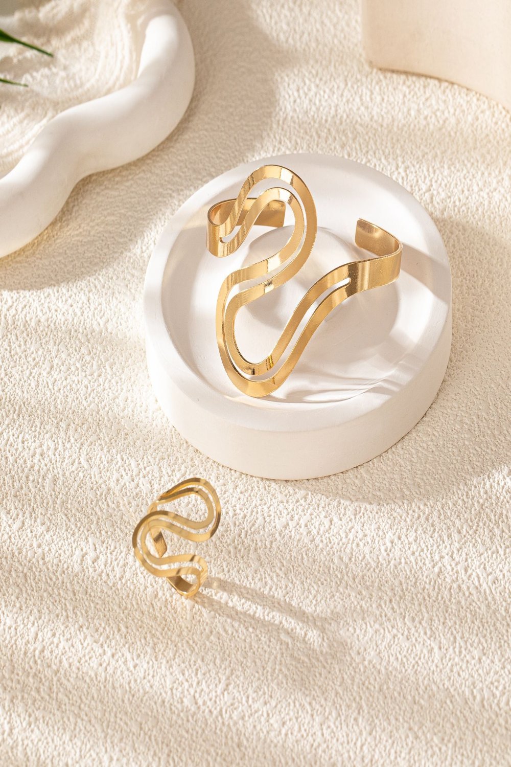 Twisted Coiled Bracelet Ring Set