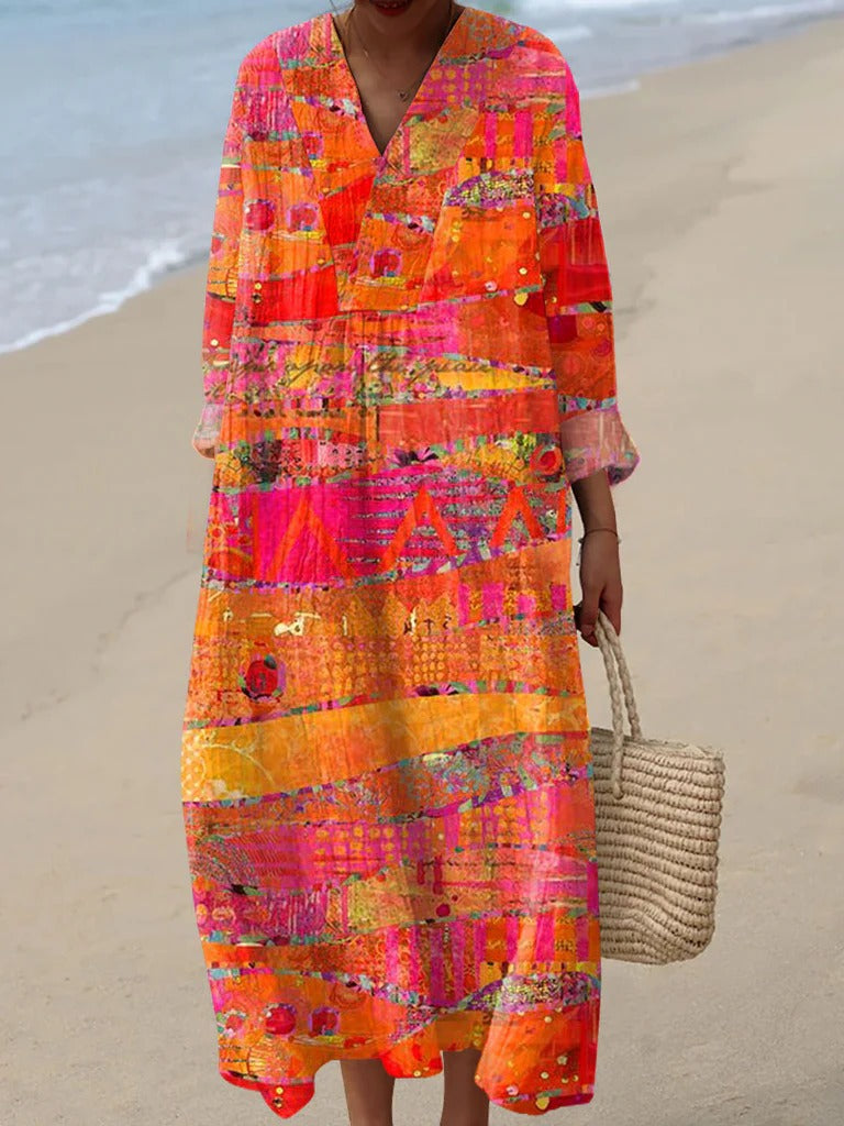 Shirt Print Midi Dress