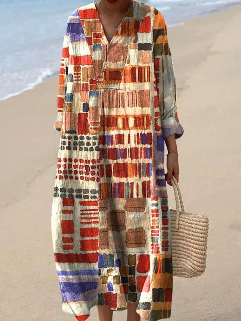 Shirt Print Midi Dress