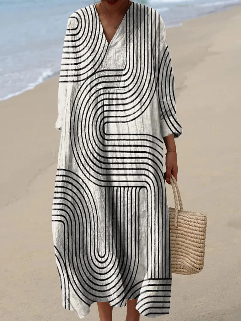 Shirt Print Midi Dress