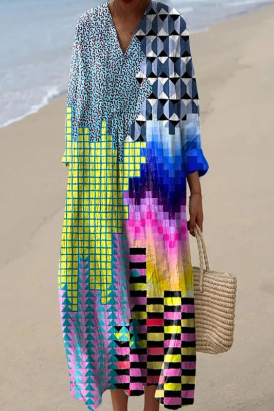 Shirt Print Midi Dress