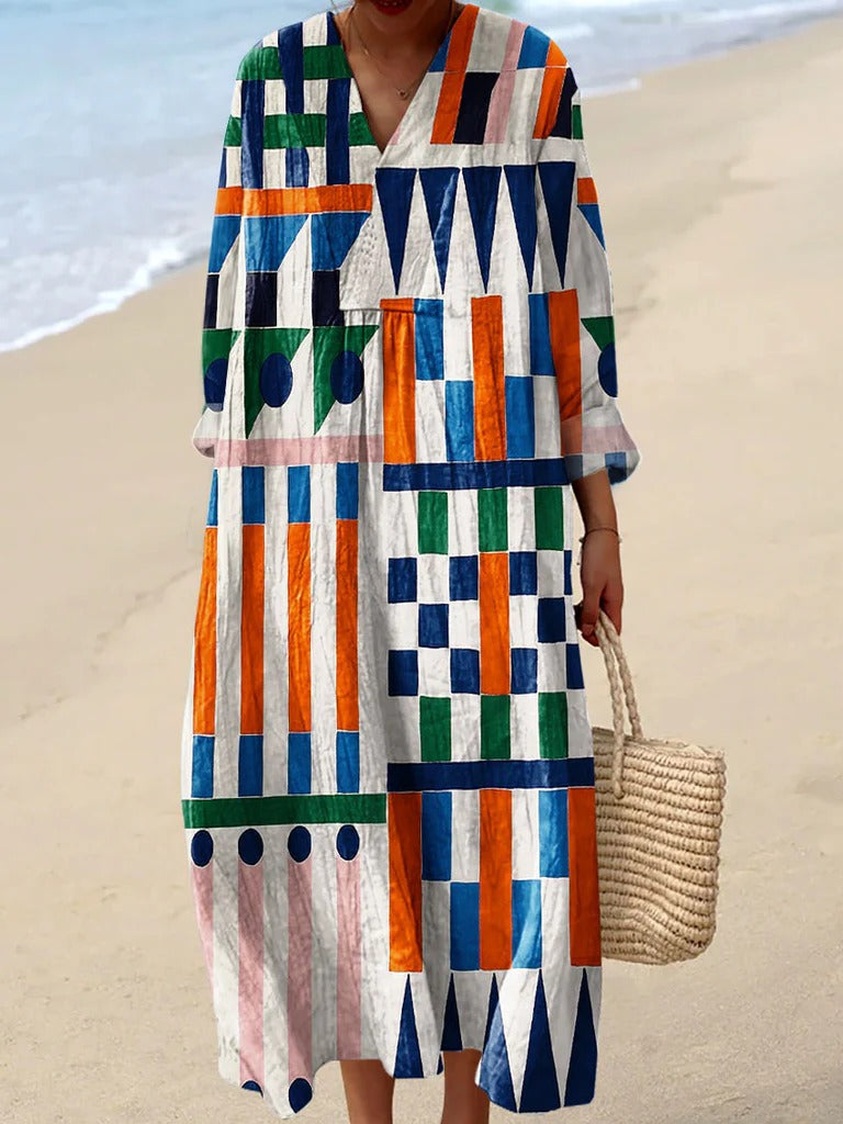 Shirt Print Midi Dress