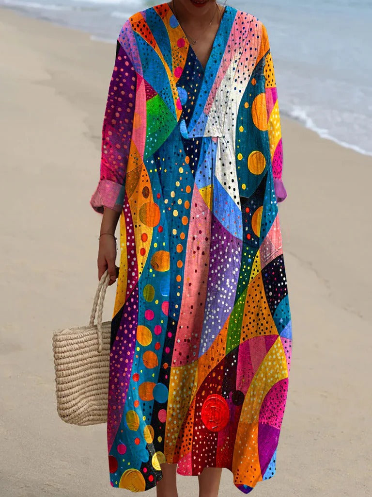 Shirt Print Midi Dress