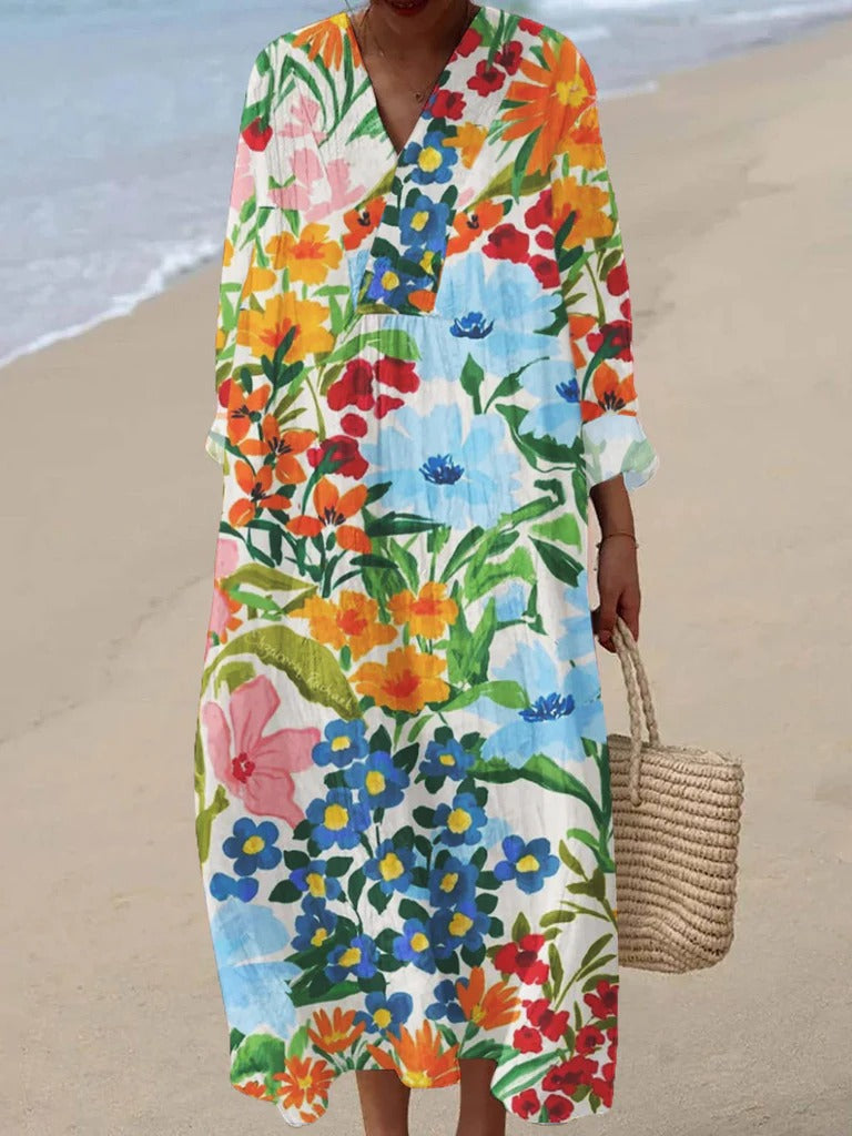 Shirt Print Midi Dress