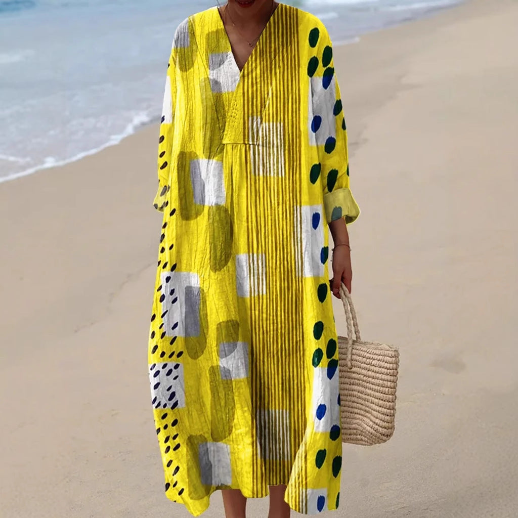 Shirt Print Midi Dress