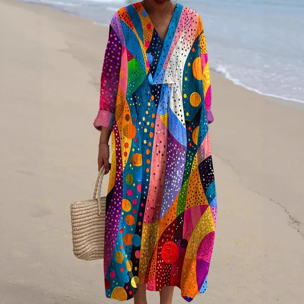 Shirt Print Midi Dress