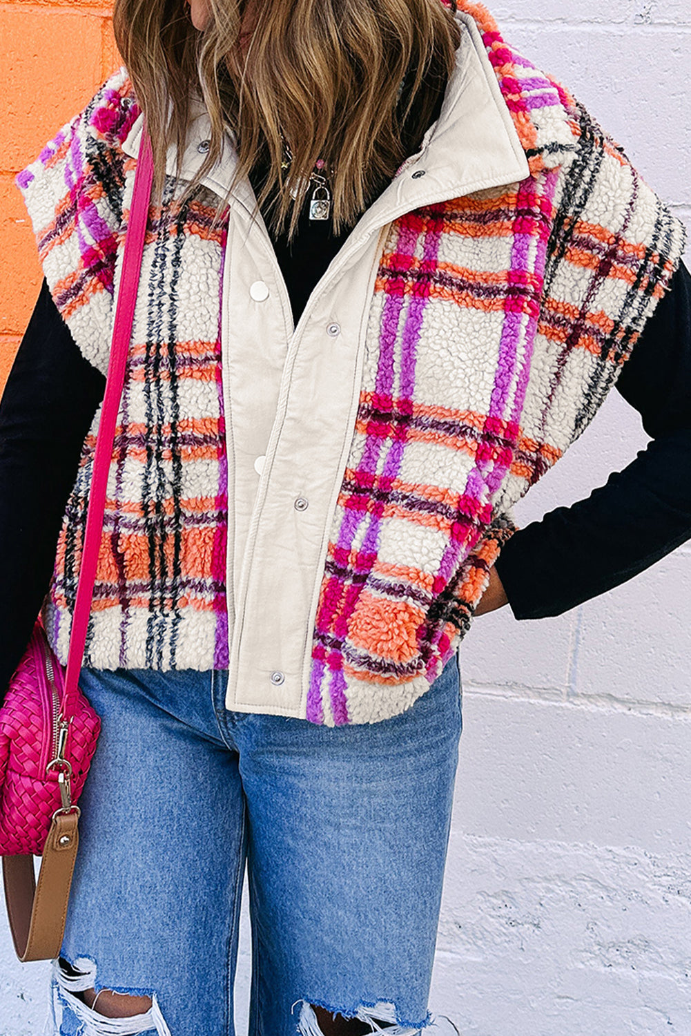 Sherpa Plaid Jacket Vest
