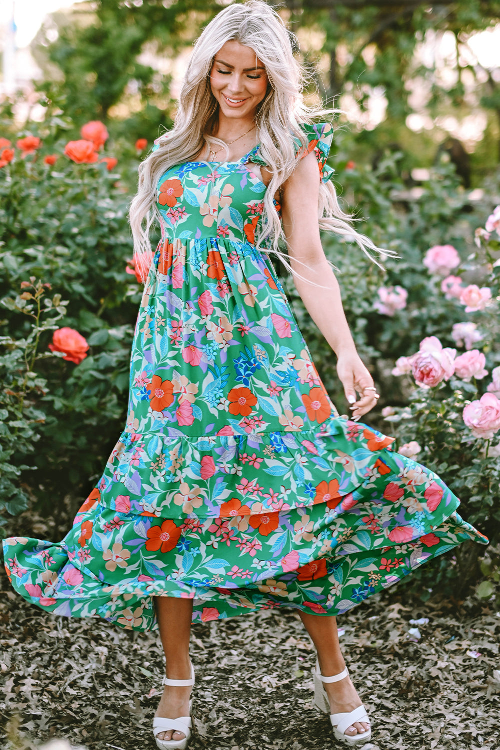 Floral Print Ruffle Tiered Maxi Dress