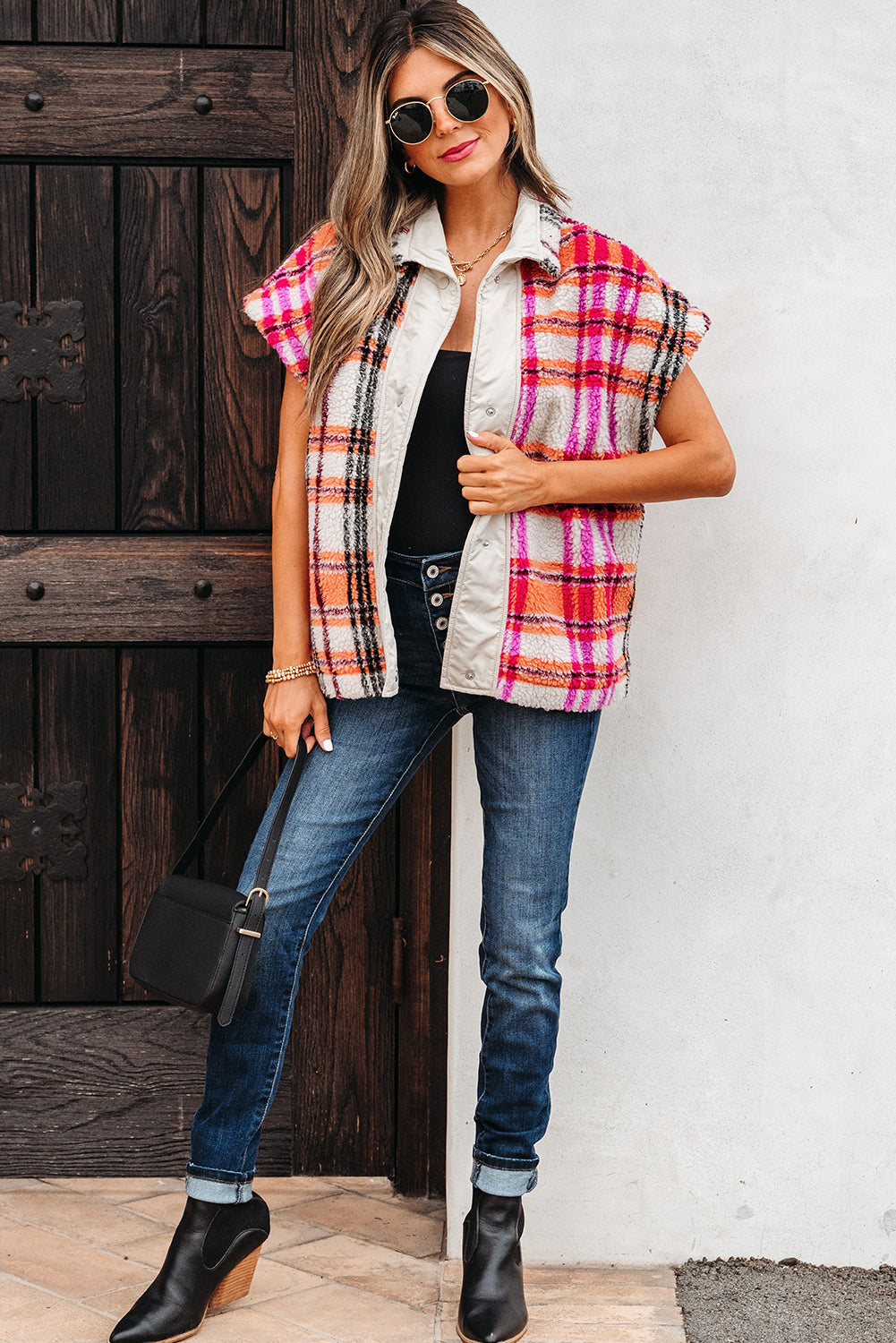 Sherpa Plaid Jacket Vest