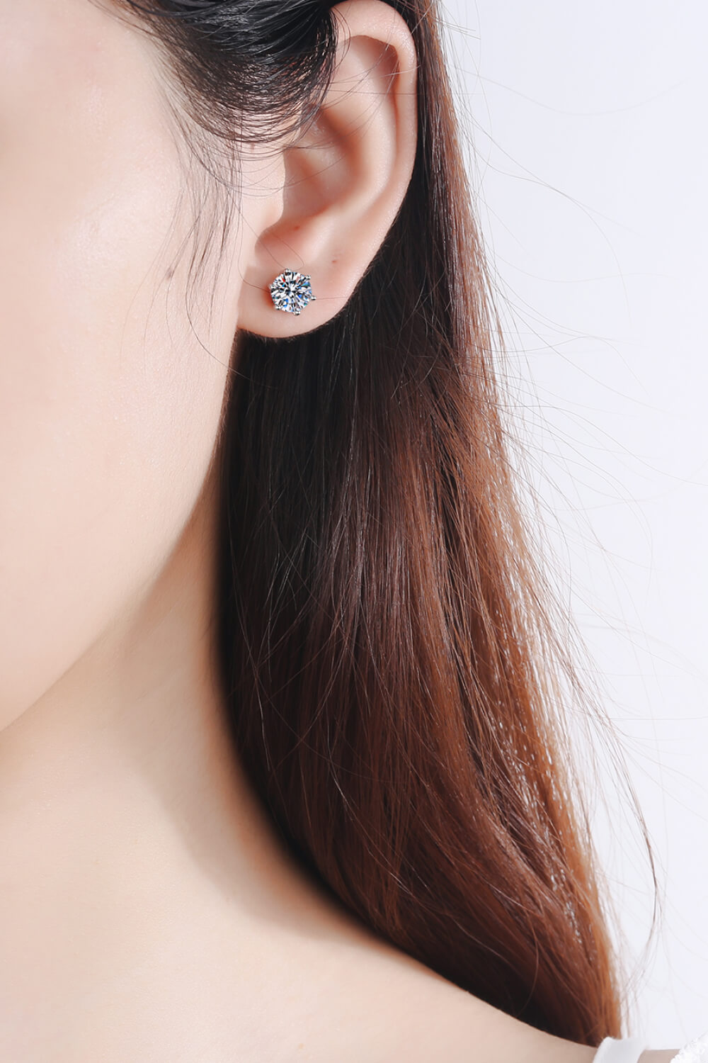 Sterling Silver- 2 Carat Moissanite Stud Earrings