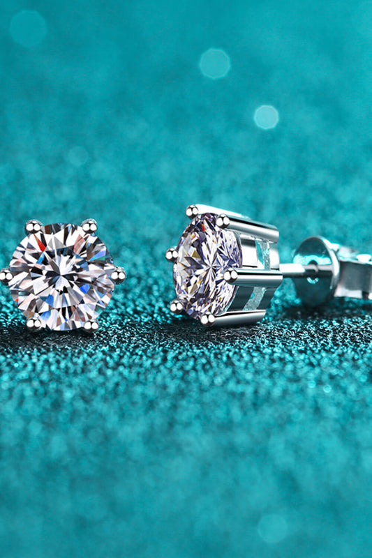Sterling Silver- 2 Carat Moissanite Stud Earrings