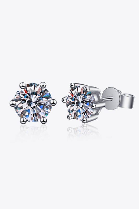 Sterling Silver- 2 Carat Moissanite Stud Earrings