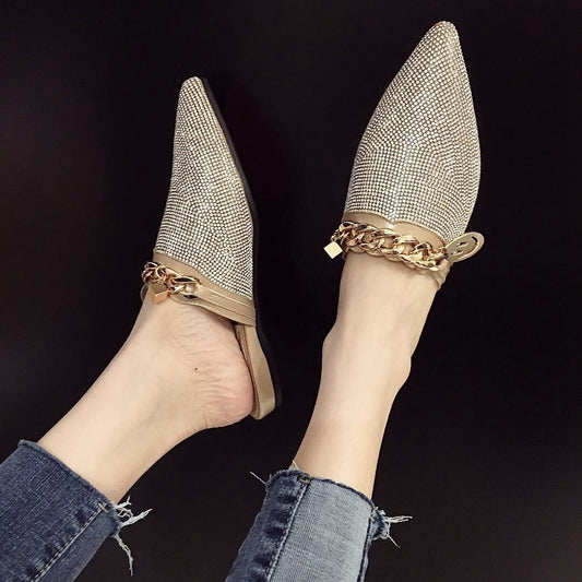 Rhinestone flat heeled Sandals