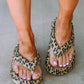 Leopard Print Thick Sole Flip Flops Sandals