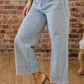 Pocket Cuffed Hem Wide Leg Jeans