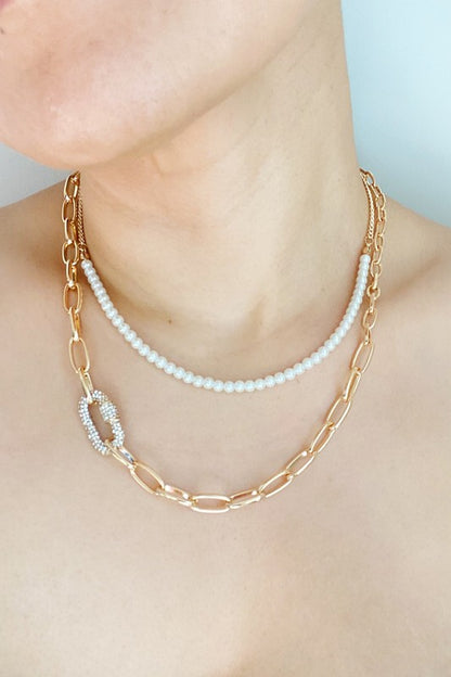Classic Duo Layered Pearl Necklace Set