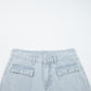 Pocket Cuffed Hem Wide Leg Jeans