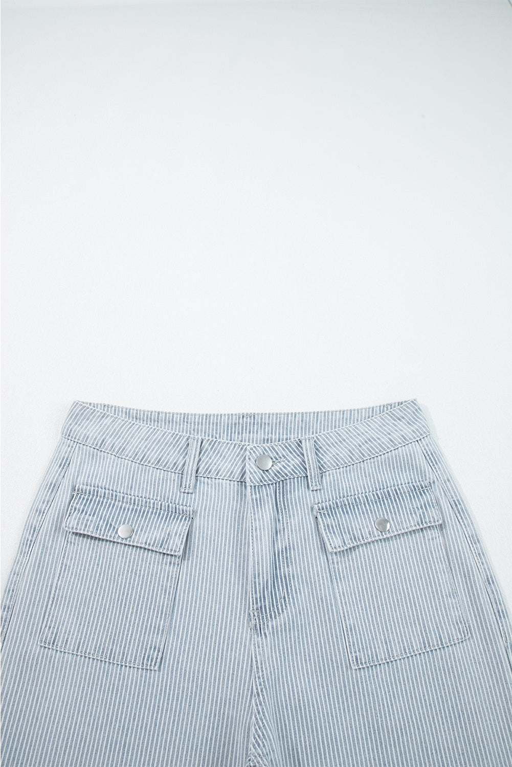 Pocket Cuffed Hem Wide Leg Jeans