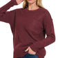 Melange Hi-Low hem Round Neck Sweater