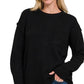 Melange Hi-Low hem Round Neck Sweater