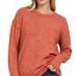 Melange Hi-Low hem Round Neck Sweater