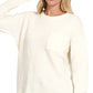 Melange Hi-Low hem Round Neck Sweater