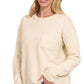 Melange Hi-Low hem Round Neck Sweater