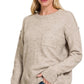 Melange Hi-Low hem Round Neck Sweater