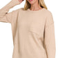 Melange Hi-Low hem Round Neck Sweater