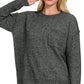 Melange Hi-Low hem Round Neck Sweater