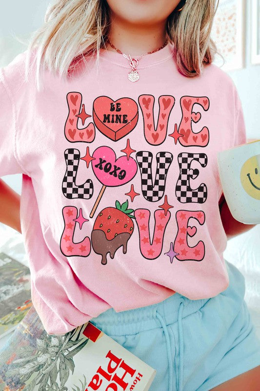Plus Size - Love Stacked Candies Valentine's Graphic T-Shirt