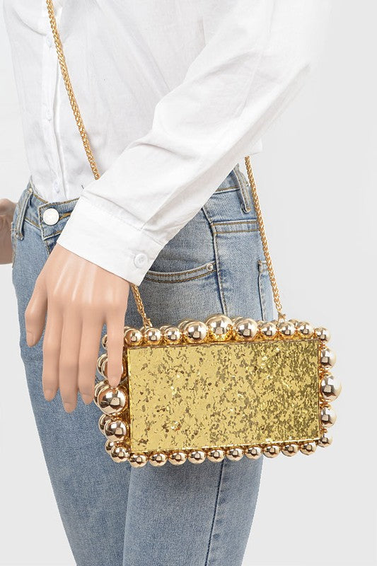 Metallic Beads Glitter Iconic Clutch