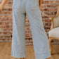 Pocket Cuffed Hem Wide Leg Jeans