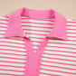 Stripe Drop Shoulder  Skort 2pcs Outfit