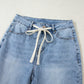 High Rise Drawstring Jeans