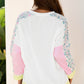 Floral Colorblock  Long Sleeve Top
