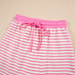 Stripe Drop Shoulder  Skort 2pcs Outfit